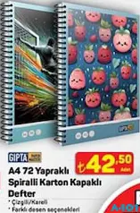 GIPTA A4 72 YAPRAKLI SPİRALLİ KARTON KAPAKLI DEFTER ÇİZGİLİ/KARELİ indirimli fiyat GIPTA A4 72 YAPRAKLI SPİRALLİ KARTON KAPAKLI DEFTER ÇİZGİLİ/KARELİ fiyat ve kampanya bilgisi